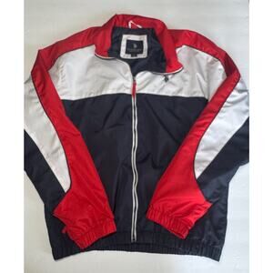 U.S. Polo Assn Men Medium Windbreaker Jacket Navy Red White Colorblock Zip